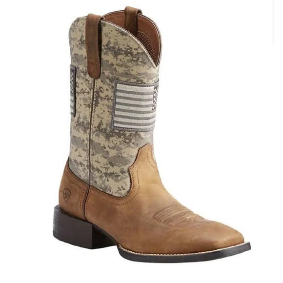 Ariat Men's Sport Patriot Camo Western Boot In Men's Size 6 or 37.5 - Picture 1 of 8